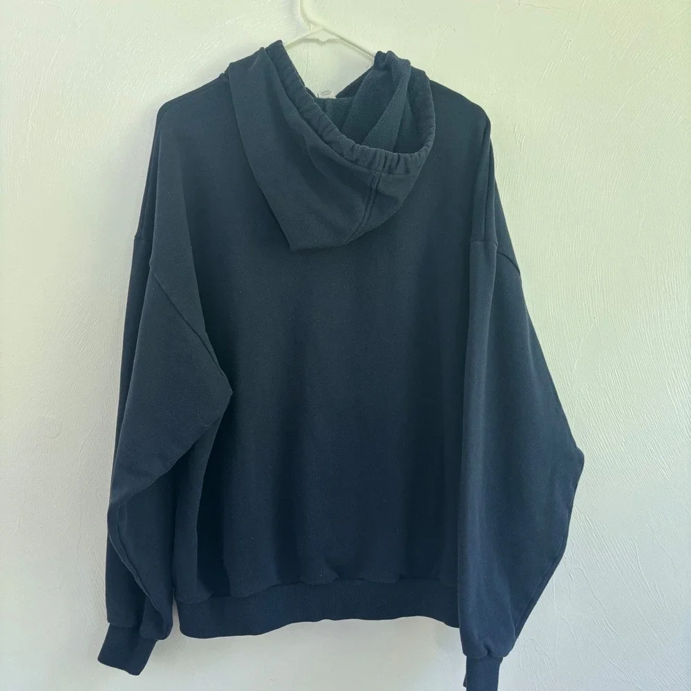 Alo Yoga Accolade Hoodie Size Large Navy Blue Heavyweight Pullover Sweatshirt